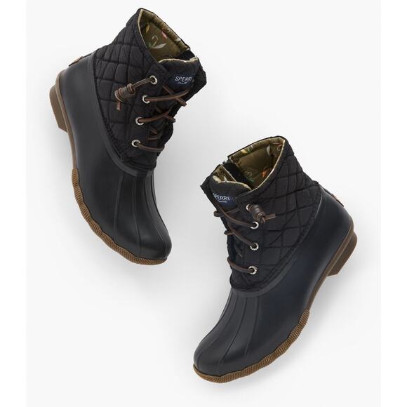 Sperry Saltwater Black Water Resistant Duck & Rain Boots Womens Size 9 - Picture 1 of 7